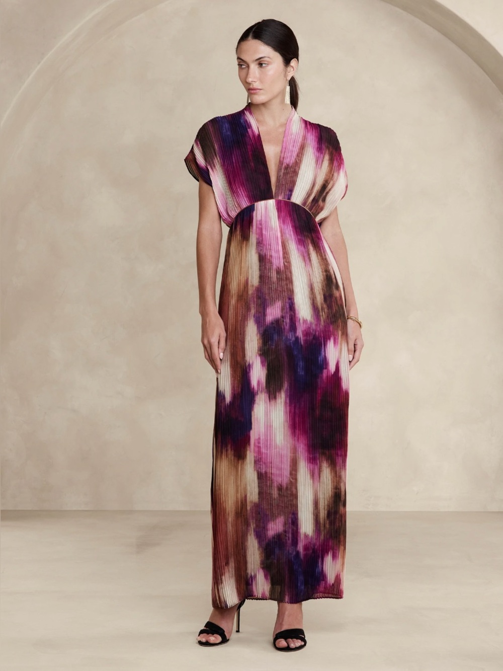 NWT Banana Republic Ana Pleated Maxi Dress, Size M
